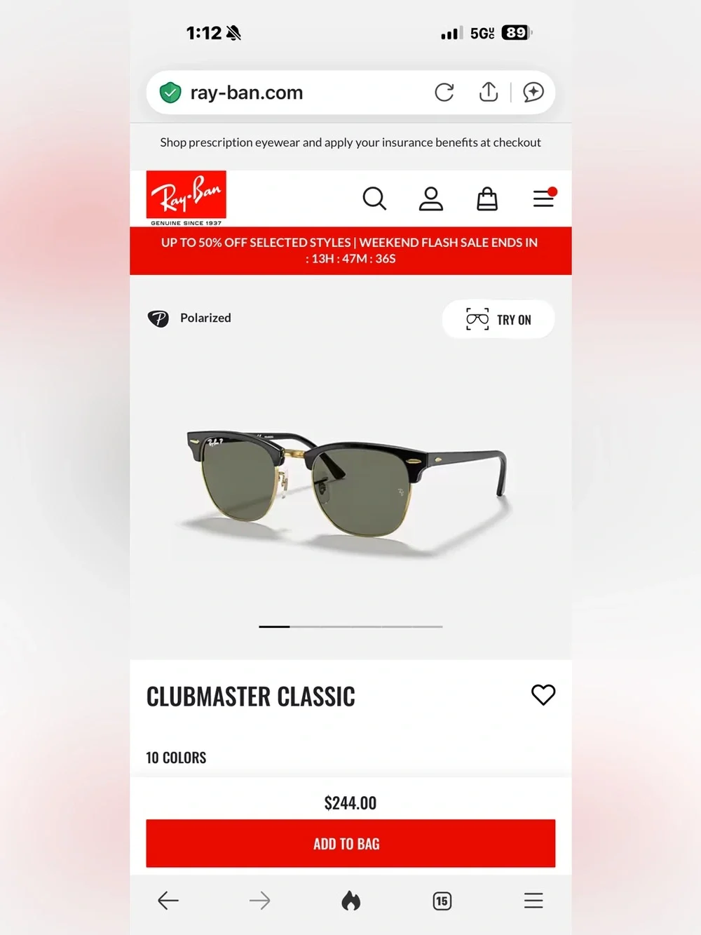 Ray-Ban Clubmaster RB3016 Polarized Sunglasses